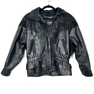 WILSONS LEATHER black leather bomber jacket